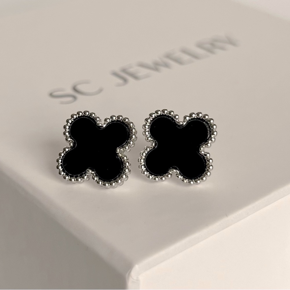 Black Clover Stud Earrings Stainless Steel Earrings